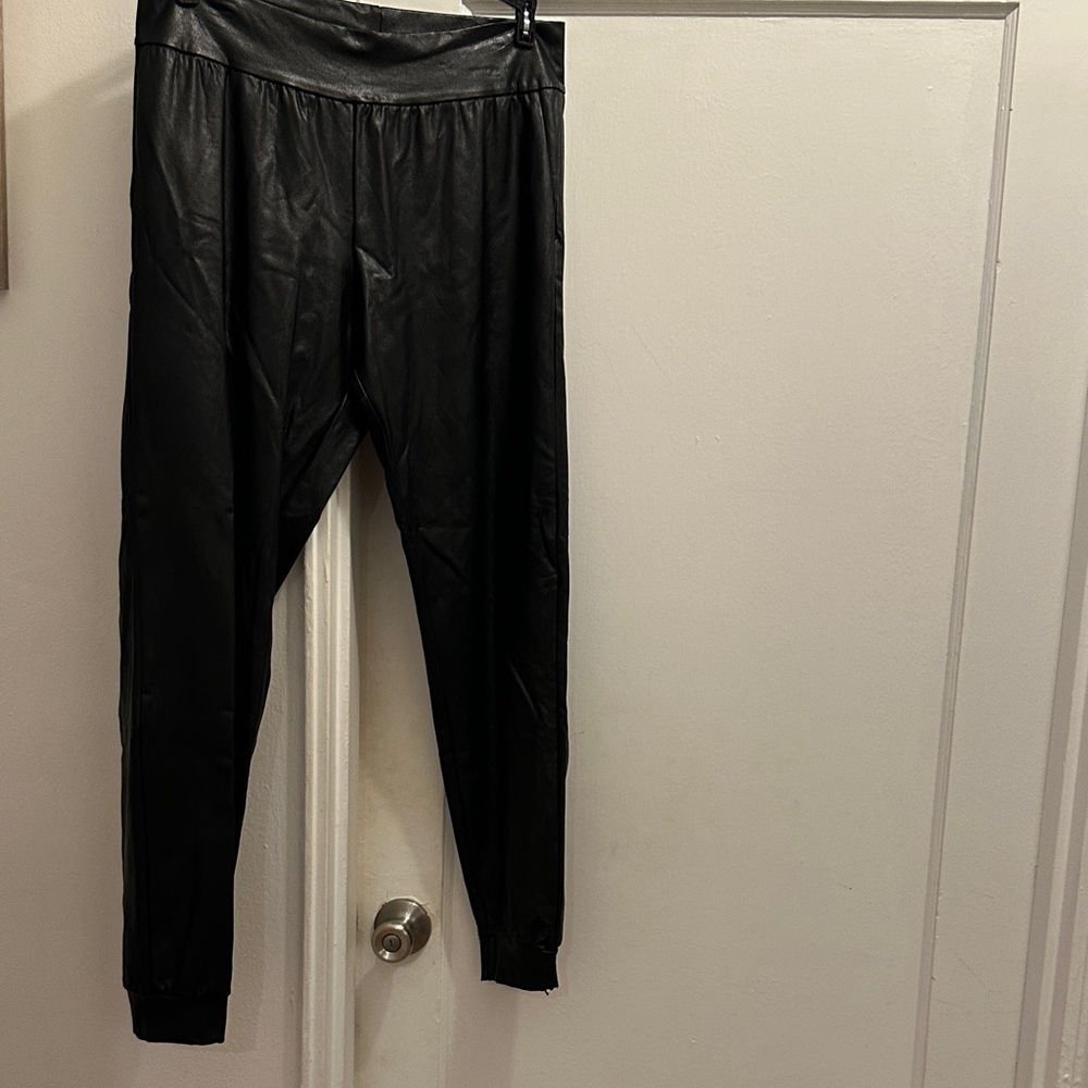 Commando Black Faux Leather Joggers - Used with one flaw. Look at the picture